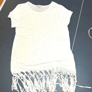 EUC Extra Touch Ivory Super soft fringed swimsuit coverup